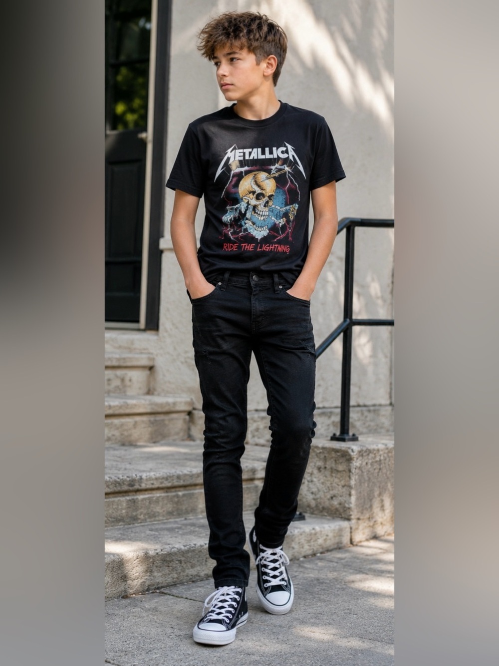 Boys Social Collision “Rude” Skinny Black Jeans | Size 12 | 24x28